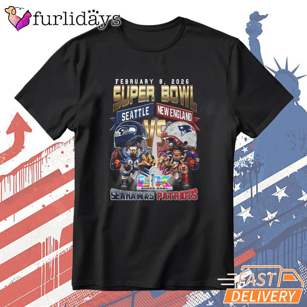 Seattle Seahawks Super Bowl Rivalry Poster Graphic T-Shirt Seattle Seahawks Super Bowl Rivalry Poster Graphic T-Shirt