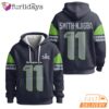 Seattle Seahawks Super Bowl Run 11 Dark Navy Quarter Zip Waffle Hoodie