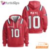 Super Bowl Drake Maye 10 New England Patriots Red Zip Hoodie
