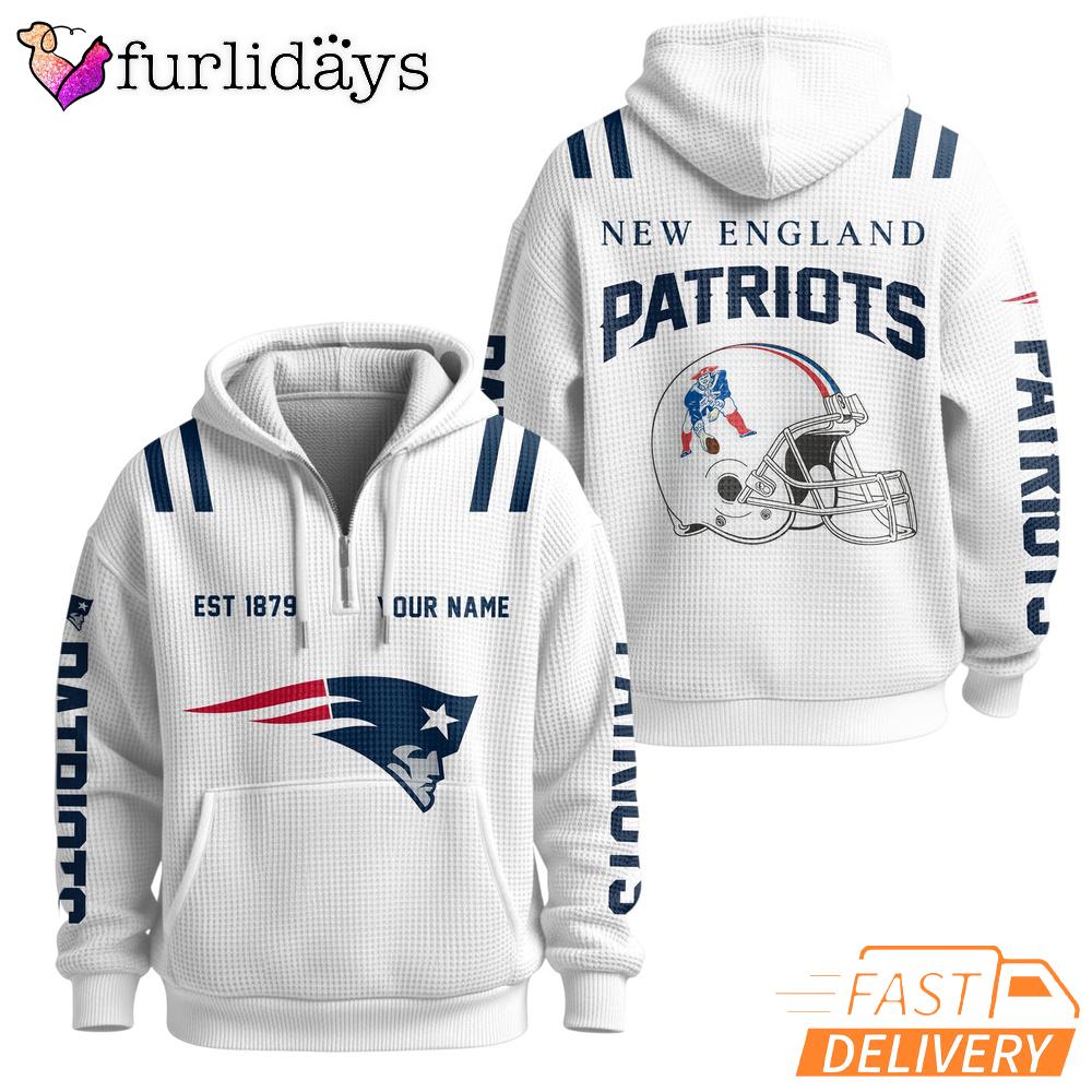 Super Bowl New England Patriots White Quarter Zip Waffle Hoodie Super Bowl New England Patriots White Quarter Zip Waffle Hoodie