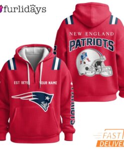 Super Bowl Player New England Patriots Red Quarter Zip Waffle Hoodie