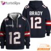 Super Bowl Tom Brady 12 New England Patriots Navy Quarter Zip Waffle Hoodie