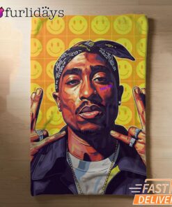 Tupac 90s Hip Hop Smiley Art Blanket