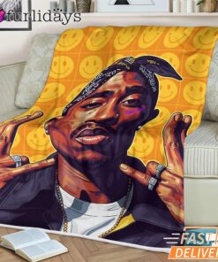 Tupac 90s Hip Hop Smiley Art Blanket