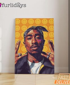 Tupac 90s Hip Hop Smiley Art Canvas, Rap Lengends Poster