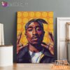 Tupac 90s Hip Hop Smiley Art Canvas, Rap Lengends Poster