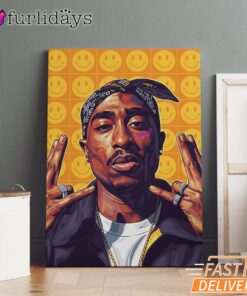 Tupac 90s Hip Hop Smiley Art Canvas, Rap Lengends Poster