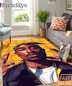 Tupac 90s Hip Hop Smiley Art Rectangle Rug