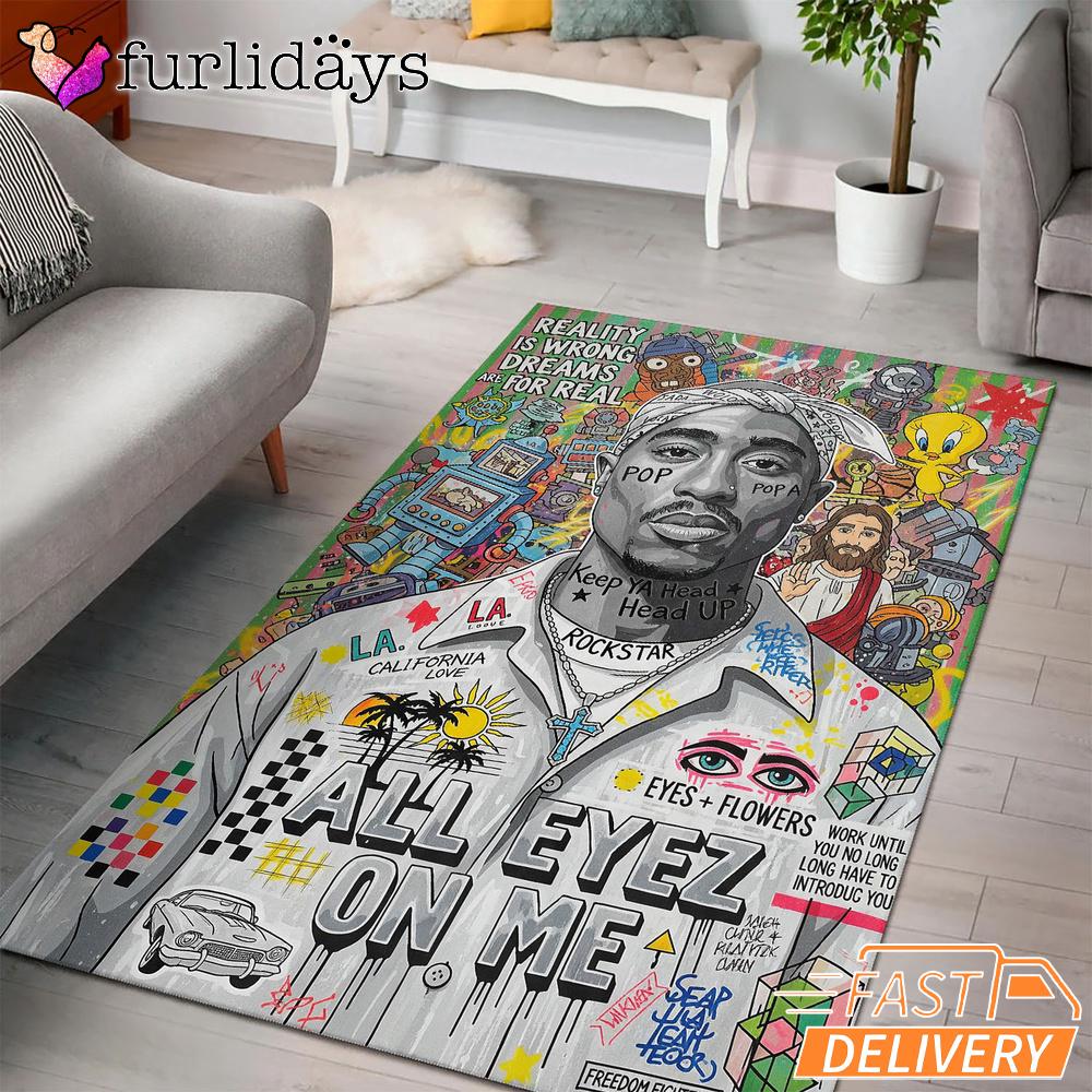 Tupac All Eyes On Me Color Rectangle Rug Tupac All Eyes On Me Color Rectangle Rug