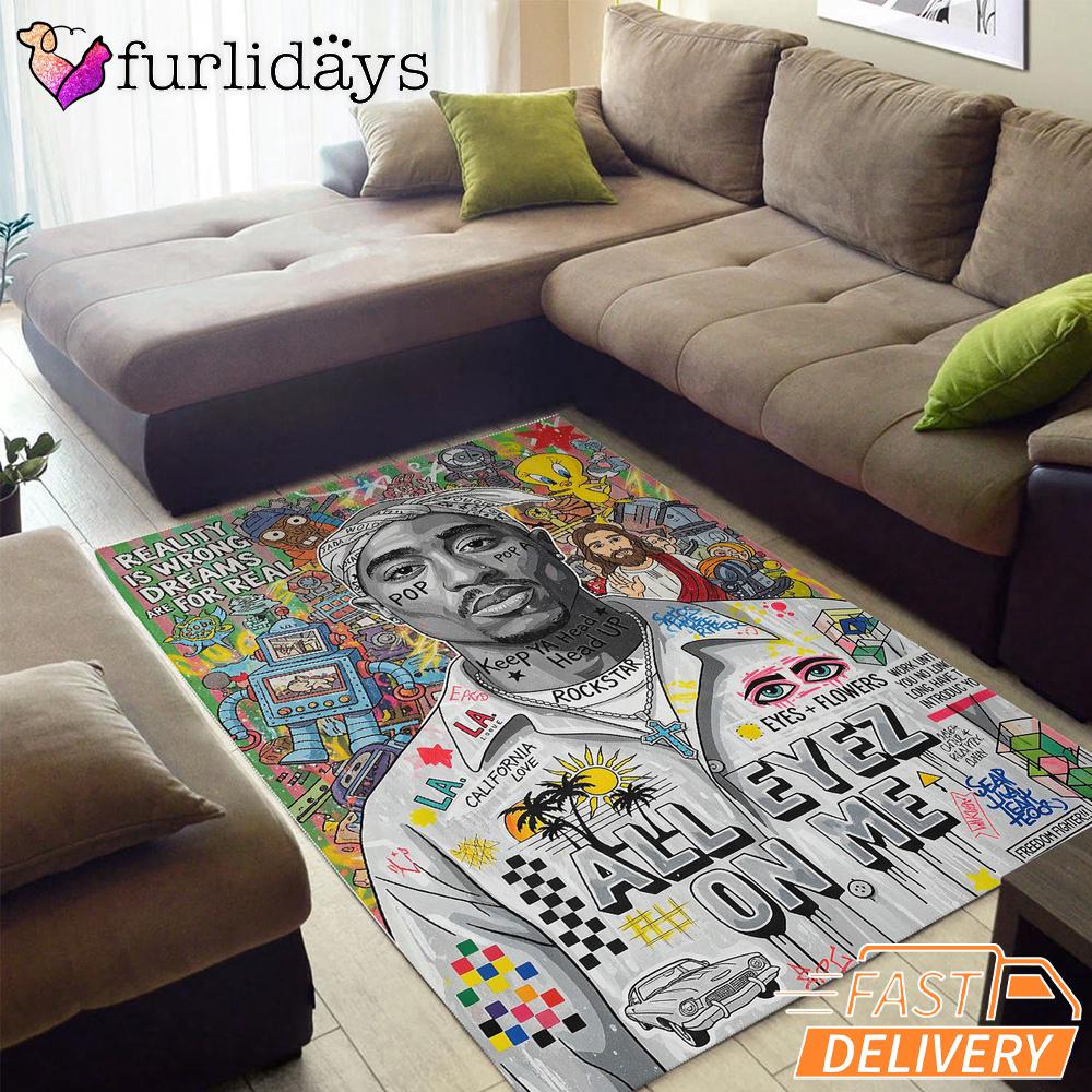 Tupac All Eyes On Me Color Rectangle Rug Tupac All Eyes On Me Color Rectangle Rug