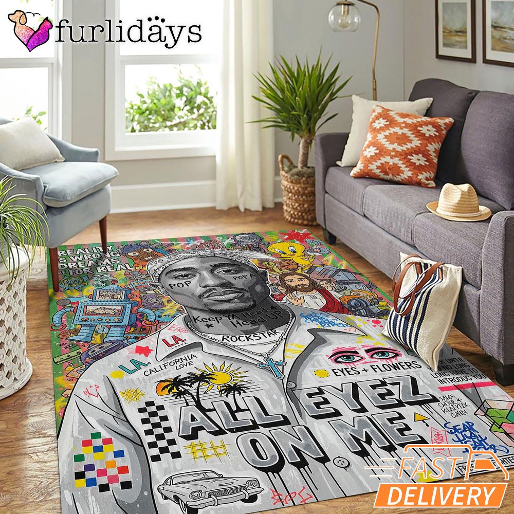 Tupac All Eyes On Me Color Rectangle Rug Tupac All Eyes On Me Color Rectangle Rug