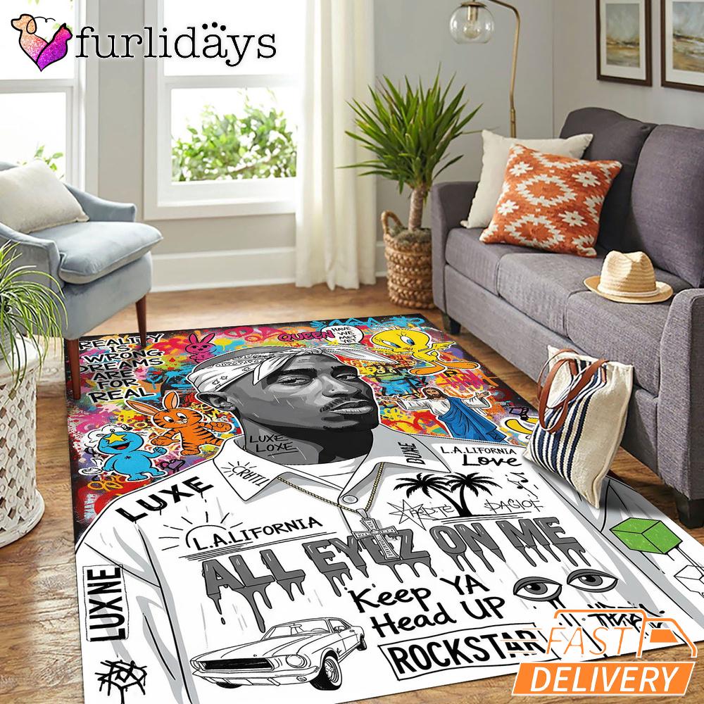 Tupac All Eyes On Me Pop Rectangle Rug Tupac All Eyes On Me Pop Rectangle Rug