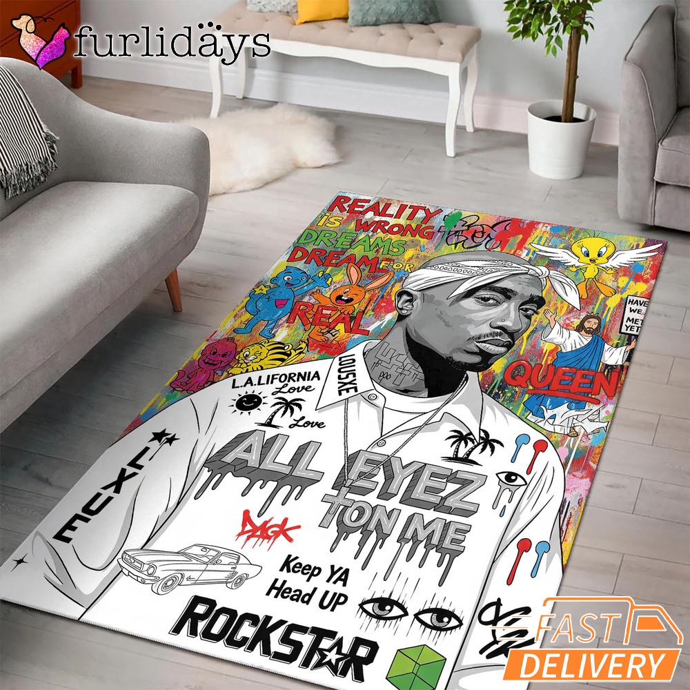Tupac All Eyes On Me Rockstar Rectangle Rug Tupac All Eyes On Me Rockstar Rectangle Rug
