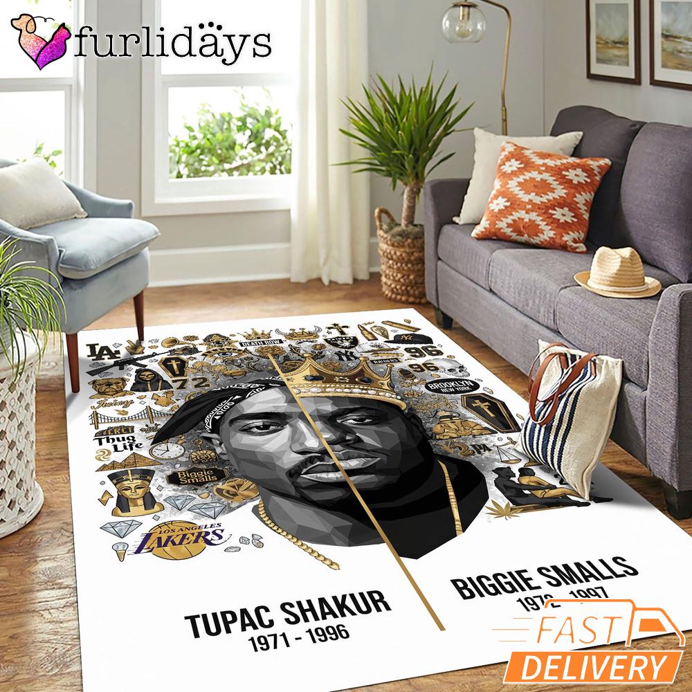 Tupac And Biggie Legend Split Rectangle Rug Tupac And Biggie Legend Split Rectangle Rug