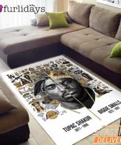 Tupac And Biggie Legend Split Rectangle Rug
