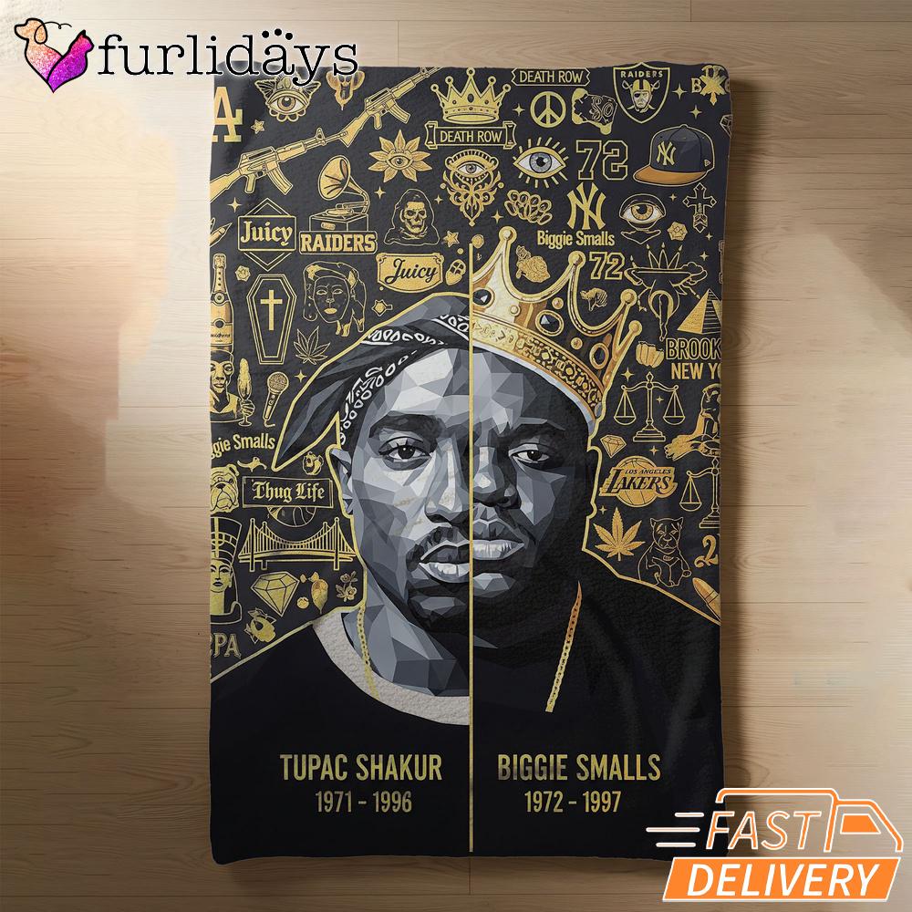 Tupac Biggie Gold Icon Blanket Tupac Biggie Gold Icon Blanket
