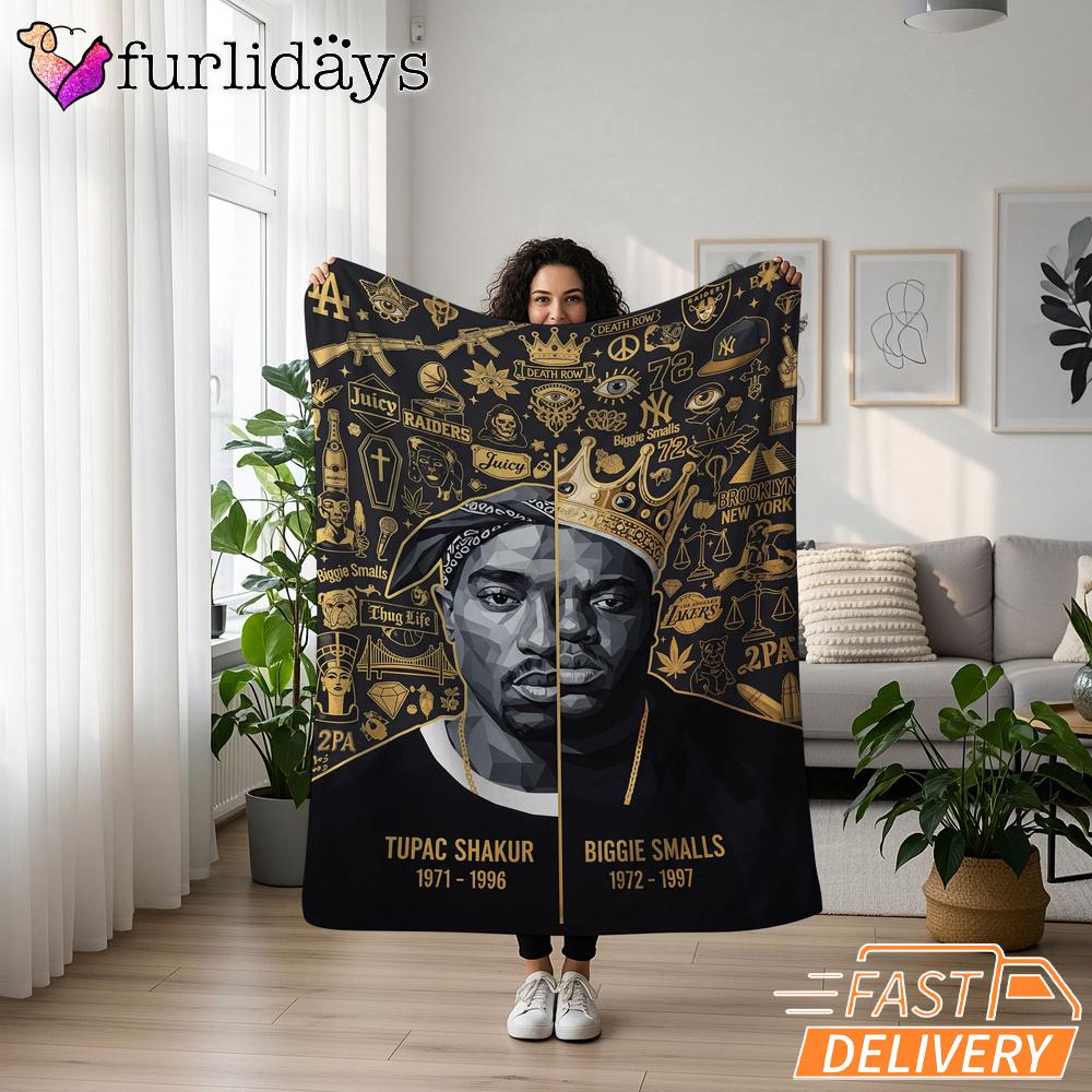 Tupac Biggie Gold Icon Blanket Tupac Biggie Gold Icon Blanket