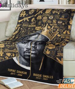 Tupac Biggie Gold Icon Blanket