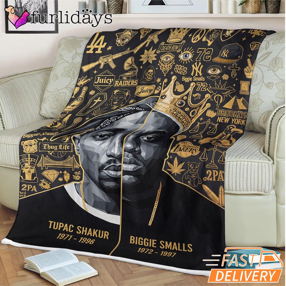 Tupac Biggie Gold Icon Blanket Tupac Biggie Gold Icon Blanket
