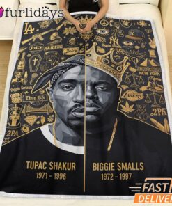 Tupac Biggie Gold Icon Blanket