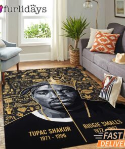 Tupac Biggie Gold Icon Rectangle Rug