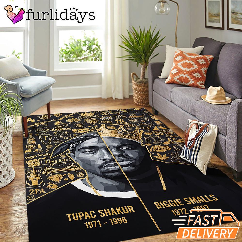 Tupac Biggie Gold Icon Rectangle Rug Tupac Biggie Gold Icon Rectangle Rug