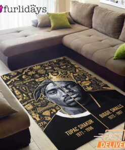 Tupac Biggie Gold Icon Rectangle Rug