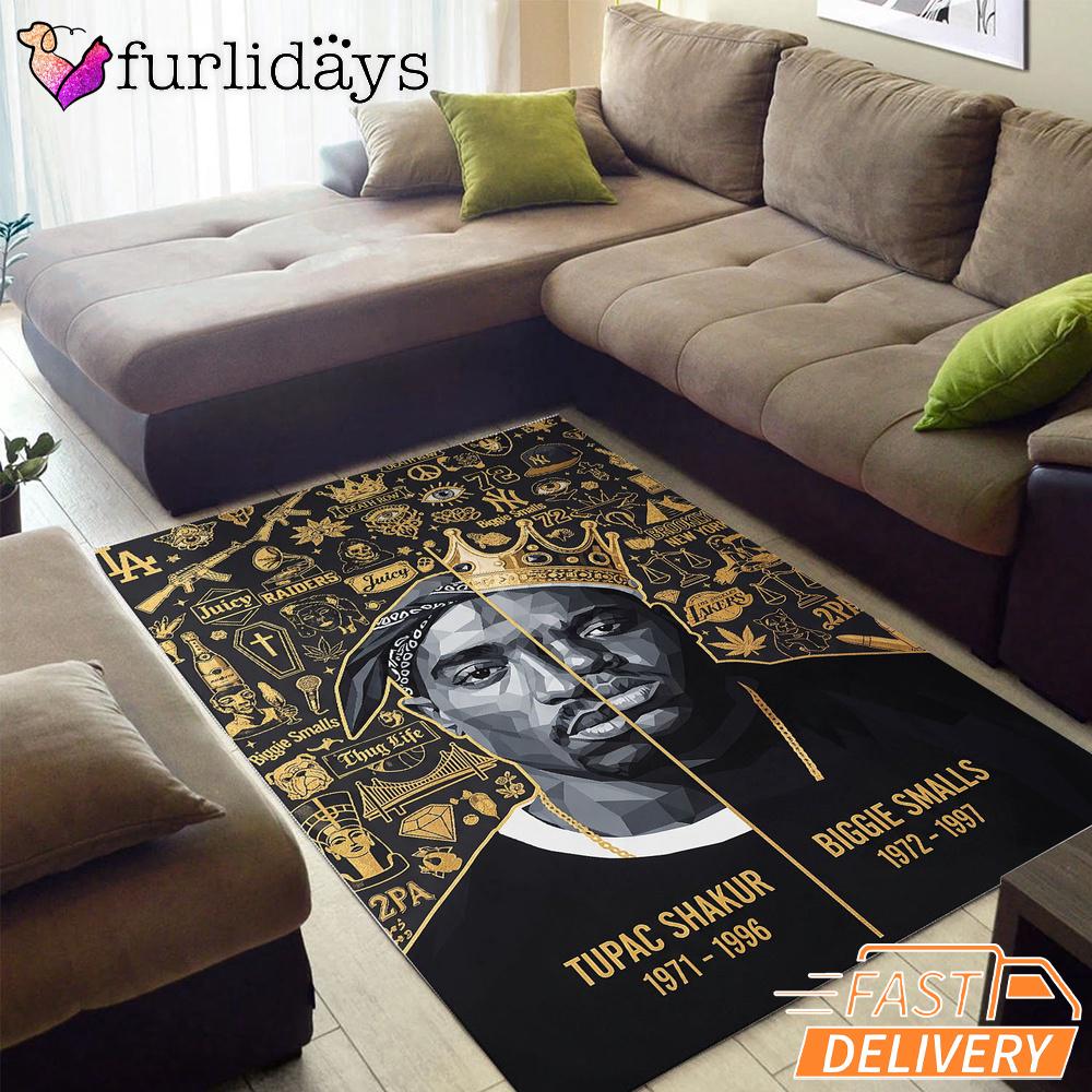 Tupac Biggie Gold Icon Rectangle Rug Tupac Biggie Gold Icon Rectangle Rug