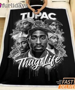 Tupac Black White Roses Blanket