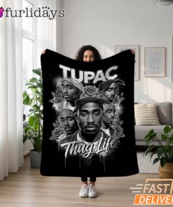 Tupac Black White Roses Blanket