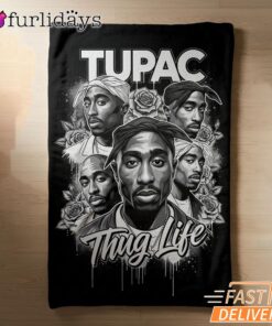 Tupac Black White Roses Blanket