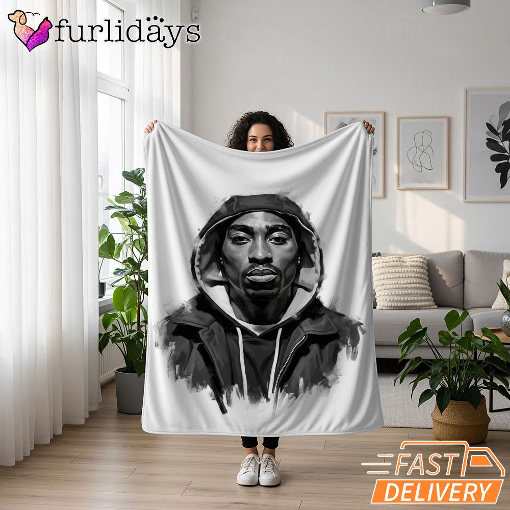 Tupac Blanket Black White Tupac Blanket Black White