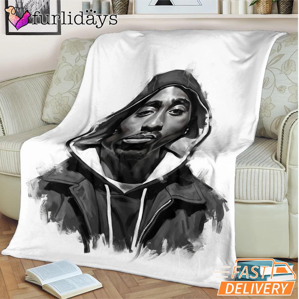 Tupac Blanket Black White Tupac Blanket Black White