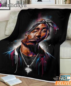 Tupac Blue Highlight Art Blanket