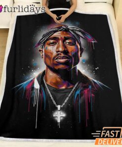 Tupac Blue Highlight Art Blanket