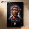 Tupac Blue Highlight Art Blanket