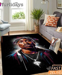 Tupac Blue Highlight Art Rectangle Rug
