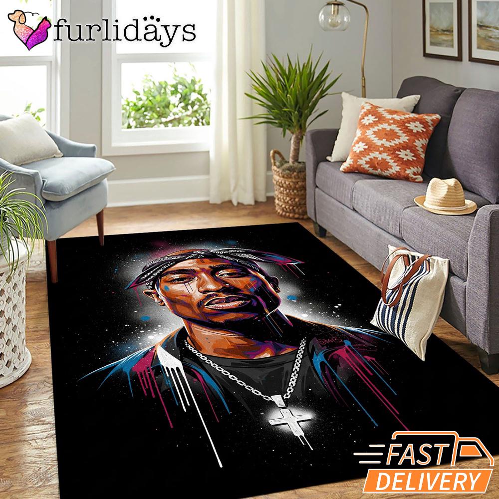 Tupac Blue Highlight Art Rectangle Rug Tupac Blue Highlight Art Rectangle Rug