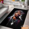 Tupac Blue Highlight Art Rectangle Rug