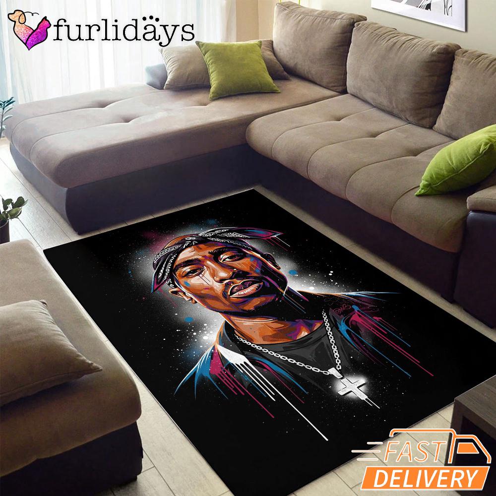 Tupac Blue Highlight Art Rectangle Rug Tupac Blue Highlight Art Rectangle Rug