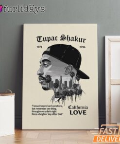 Tupac California Love City Canvas, Rap Lengends Poster