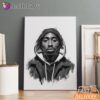 Tupac Canvas Black White, Rap Lengends Poster