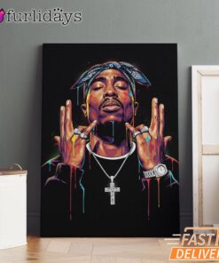 Tupac Cross Glow Canvas, Rap Lengends Poster