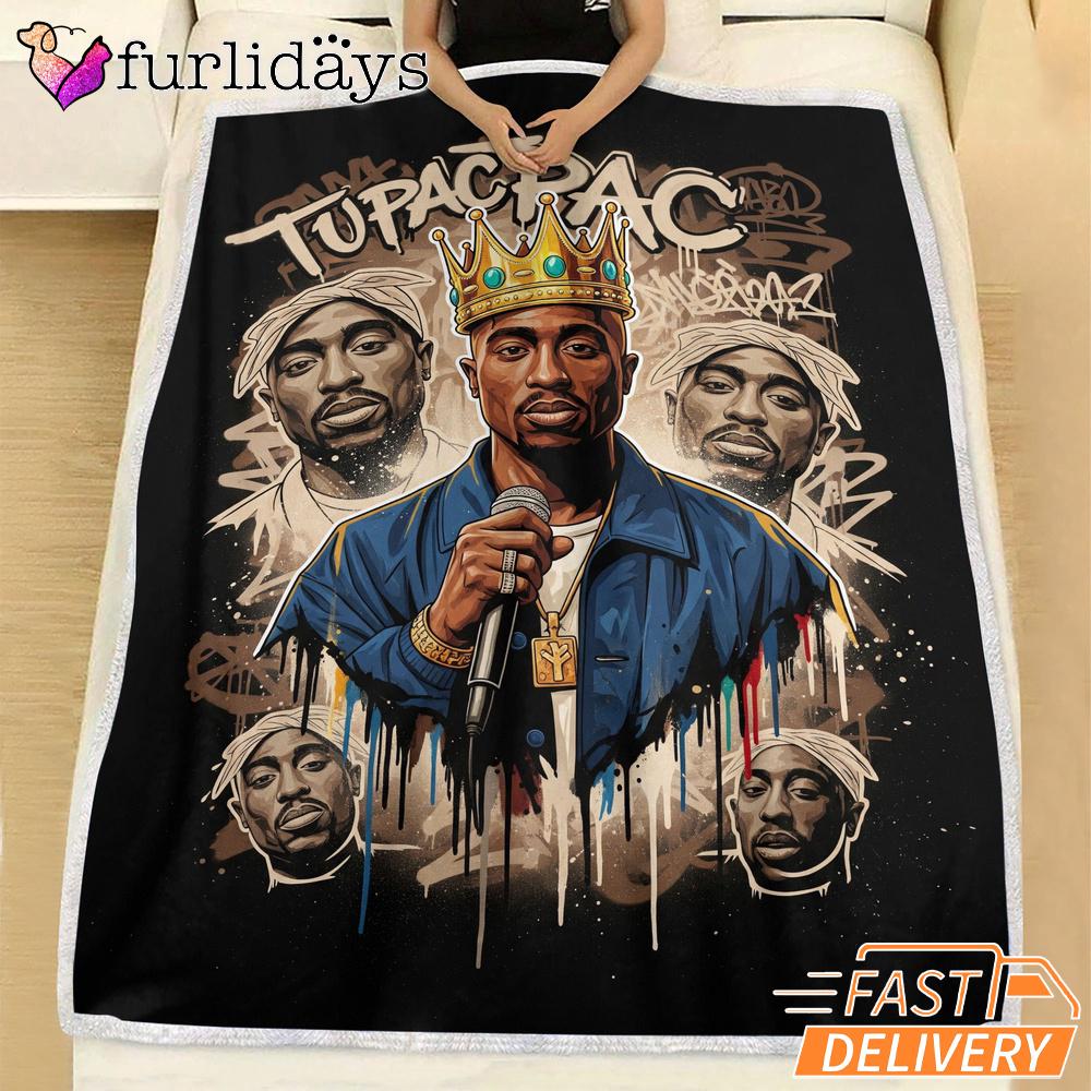 Tupac Crown Rap King Vintage Blanket Tupac Crown Rap King Vintage Blanket