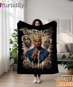 Tupac Crown Rap King Vintage Blanket
