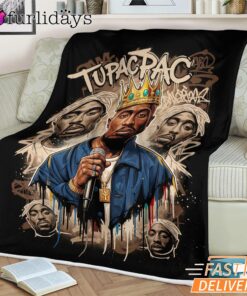 Tupac Crown Rap King Vintage Blanket