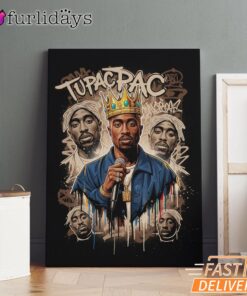 Tupac Crown Rap King Vintage Canvas, Rap Lengends Poster