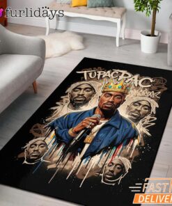 Tupac Crown Rap King Vintage Rectangle Rug