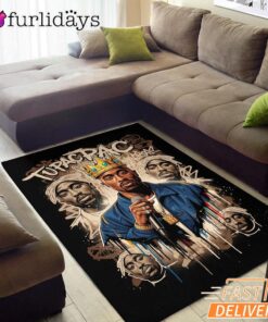 Tupac Crown Rap King Vintage Rectangle Rug