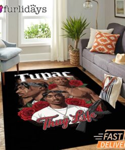 Tupac Forever Roses Rectangle Rug